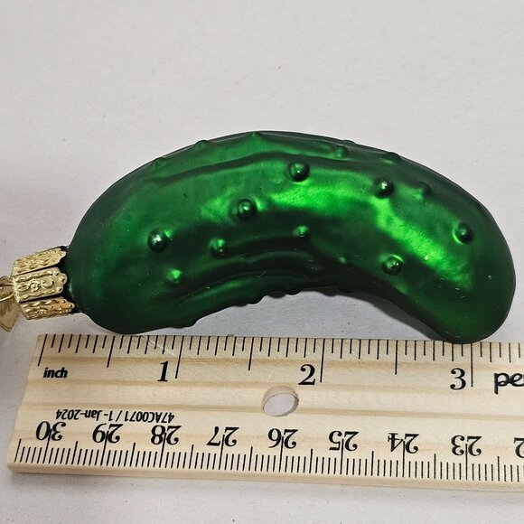Old World Christmas Pickle Ornament 3" blown glass green holiday 1990s nostalgia - Picture 7 of 7